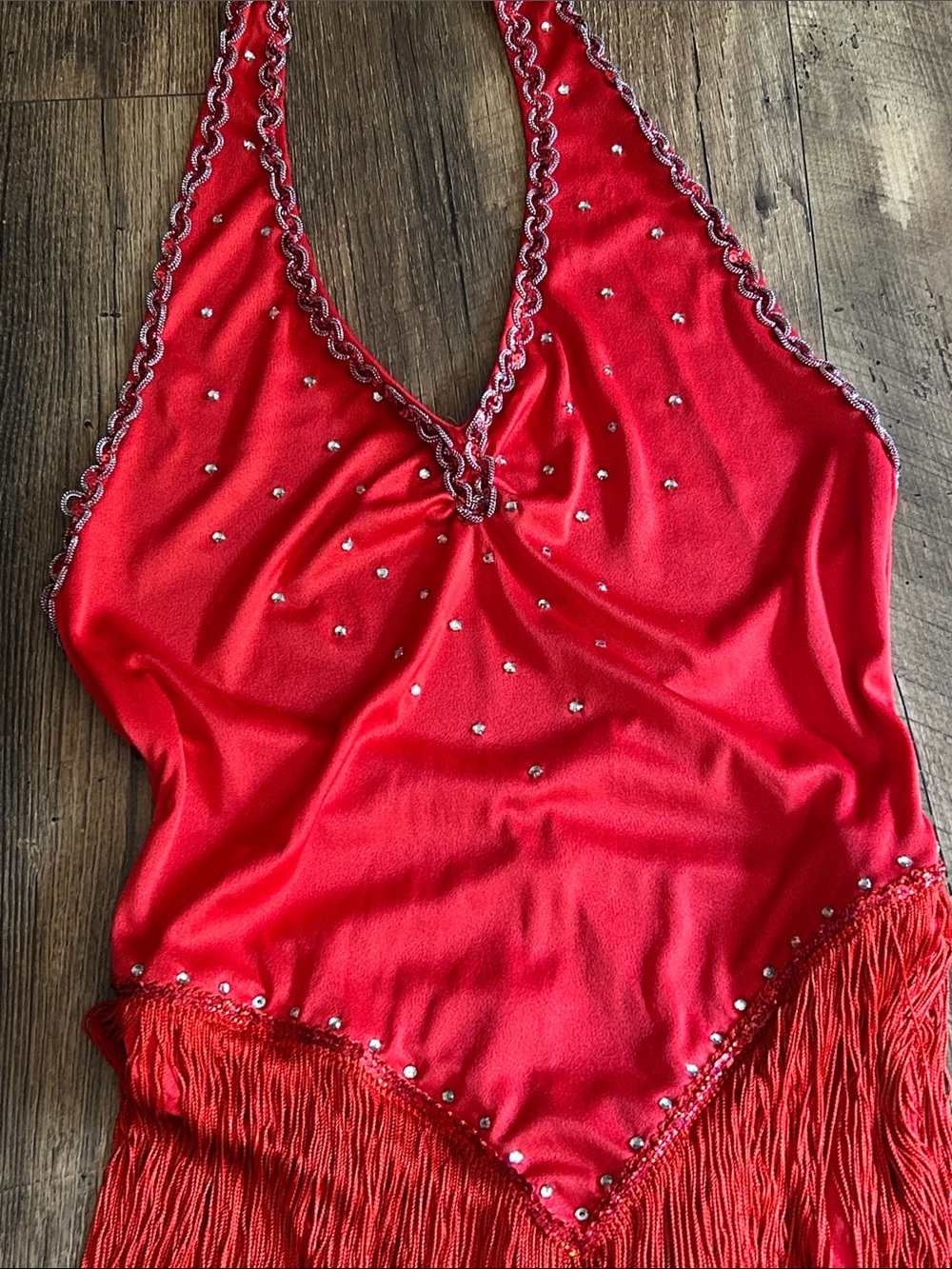 Sexy Red Halter Fringe Evening Dress